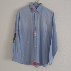 POLO RALPH LAUREN Patchwork Floral Embroidered Chambray Shirt Sz 12 (Large)